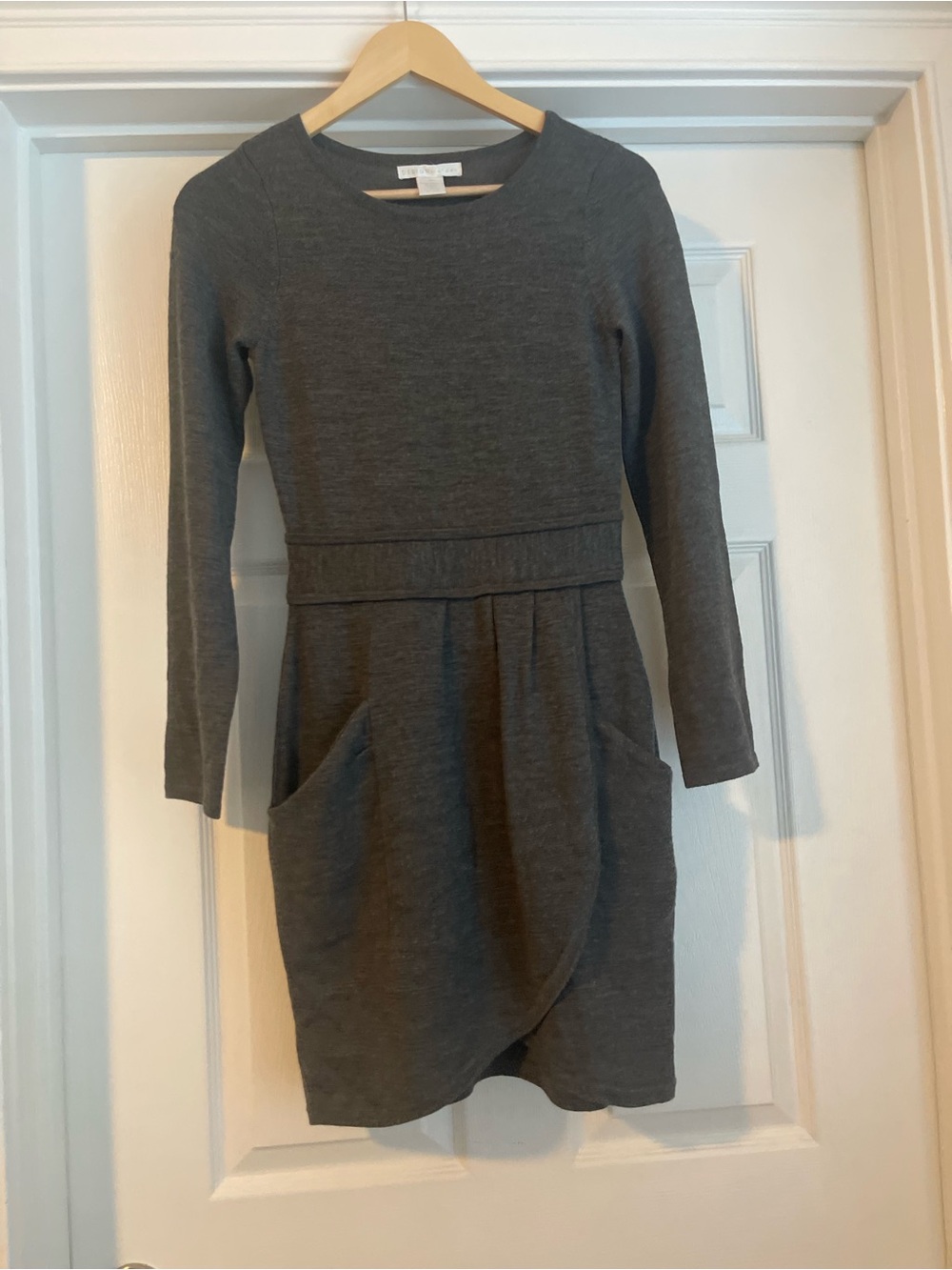 Design History Charcoal Gray Long-Sleeve Knit Dress 100% Merino
